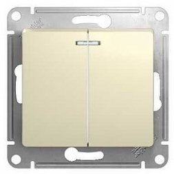Выключатель 2 клав. с подсв. беж. 10АХ-250В GLOSSA GSL000253 Schneider Electric 423771